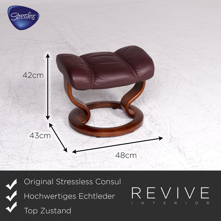 Stressless Consul Leather Armchair Stool Red Brown Relax Function #9023