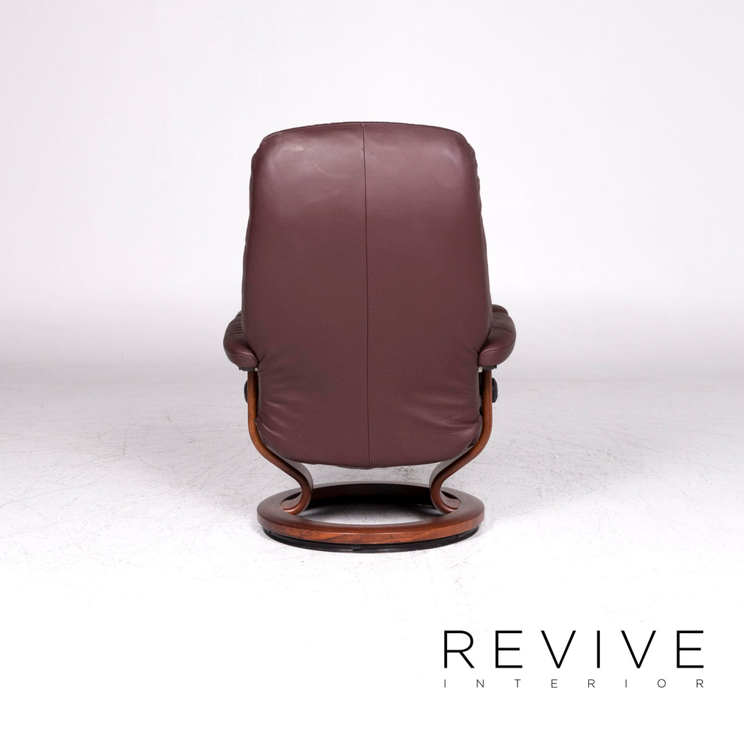 Stressless Consul Leather Armchair Stool Red Brown Relax Function #9023