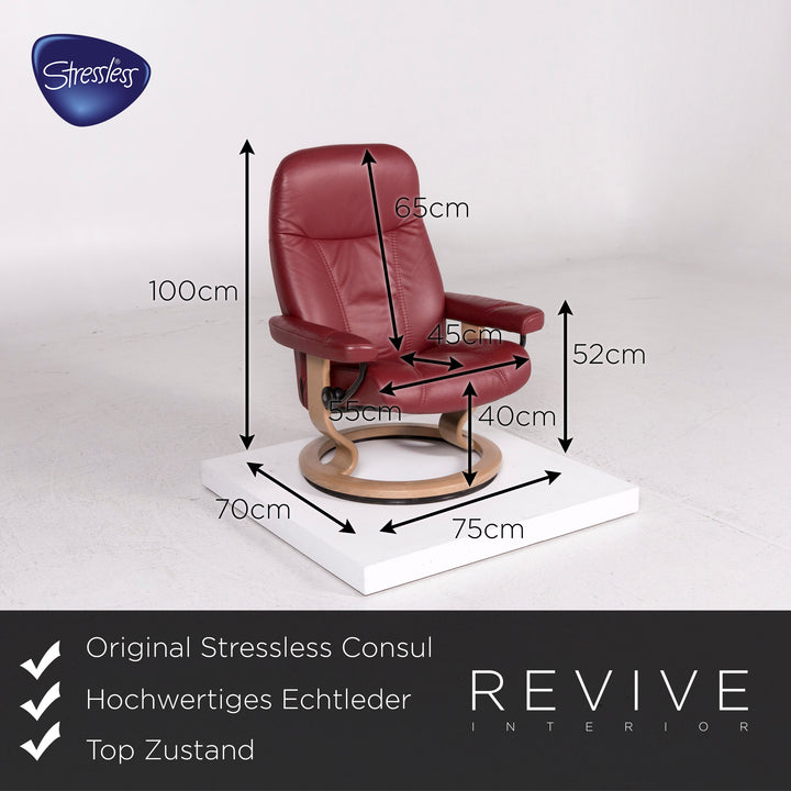 Stressless Consul Leder Sessel Rot Relaxfunktion Funktion Größe M #11918
