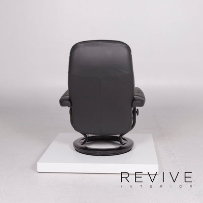 Stressless Consul Leder Sessel Schwarz inkl. Hocker Größe M Relaxfunktion Funktion #11687