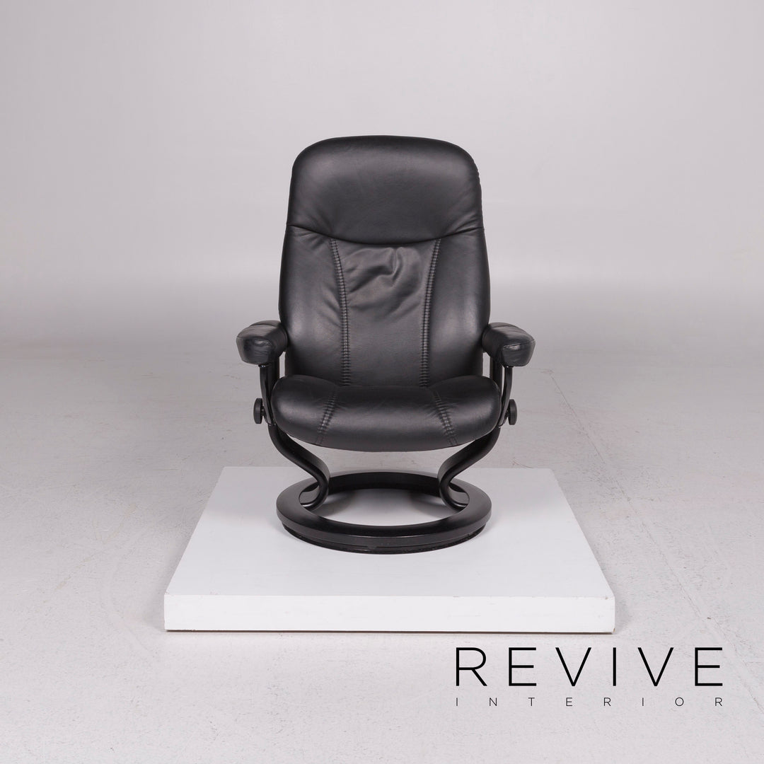 Stressless Consul leather armchair black incl. stool size M relax function #11687