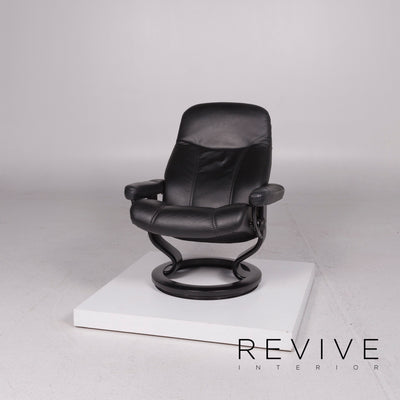 Stressless Consul Leder Sessel Schwarz inkl. Hocker Größe M Relaxfunktion Funktion #11687