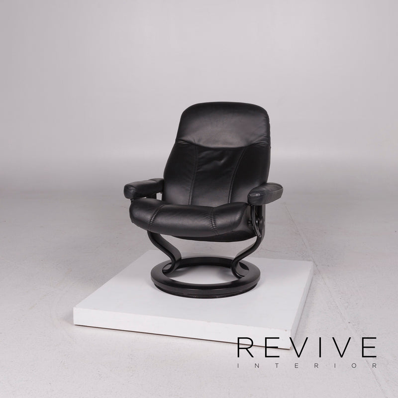 Stressless Consul Leder Sessel Schwarz inkl. Hocker Größe M Relaxfunktion Funktion 