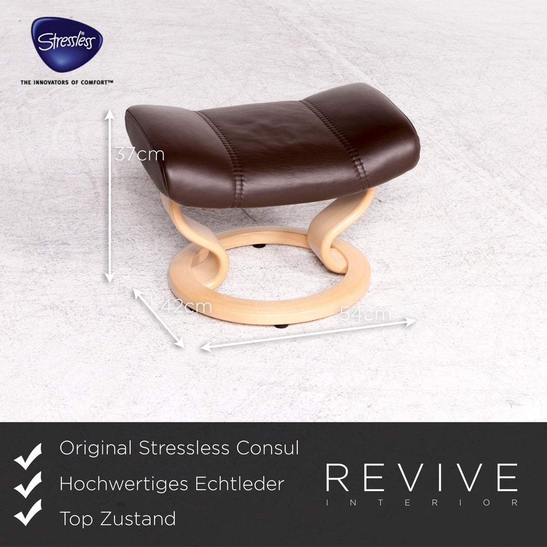 Stressless Consul M Designer Leder Sessel mit Hocker Braun Echtleder Stuhl Relax Funktion #8574