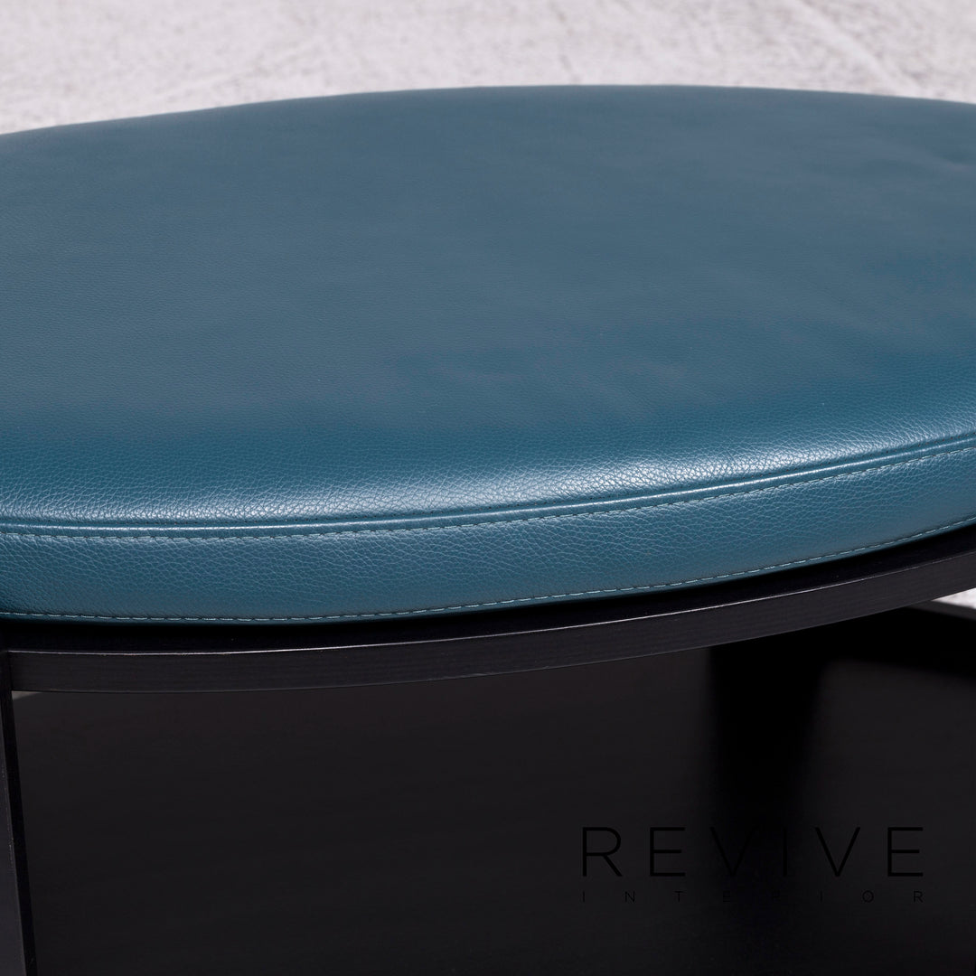 Stressless Leather Wood Stool Blue Teal Footstool Oval #9645
