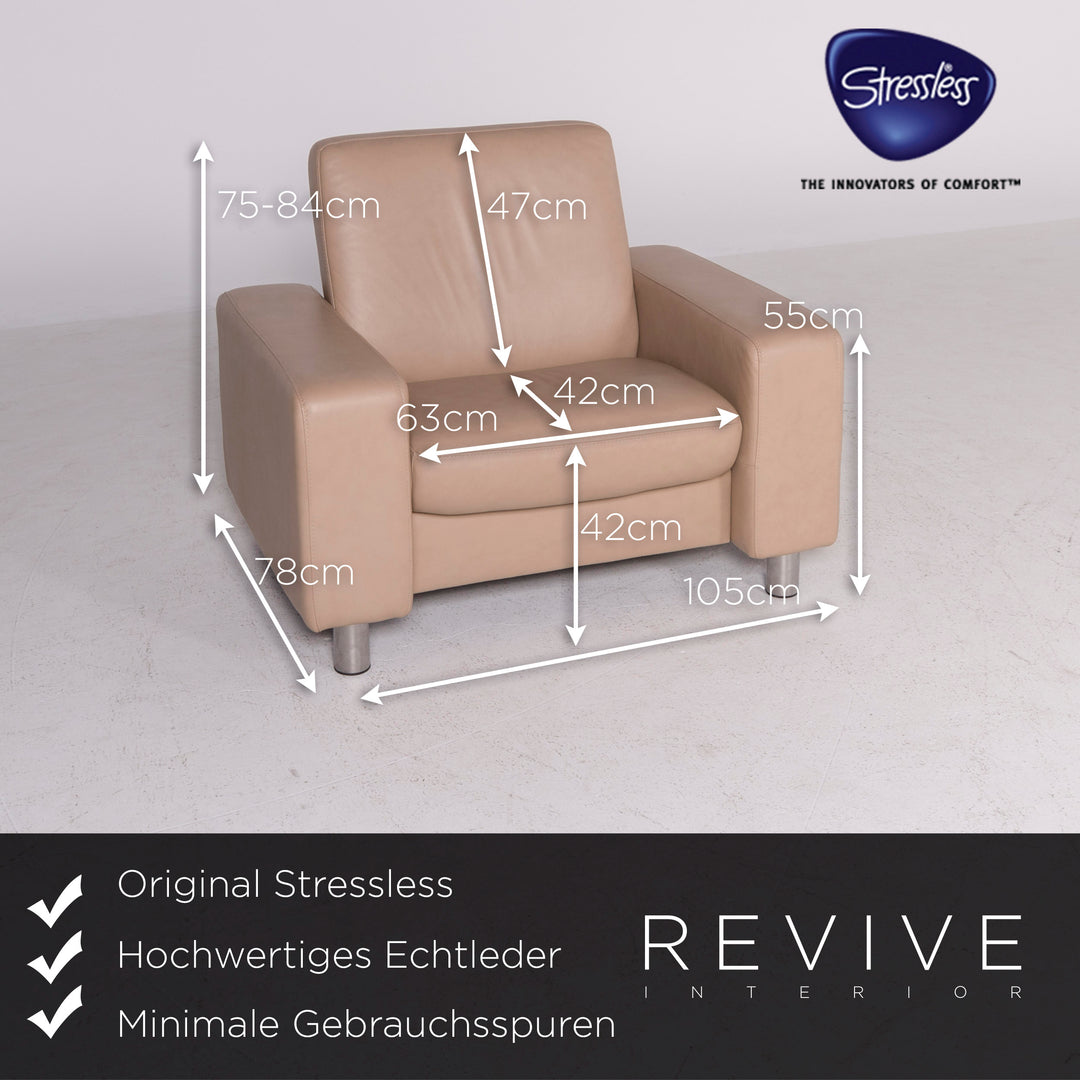 Stressless Designer Leder Sessel Beige Echtleder Stuhl #8608