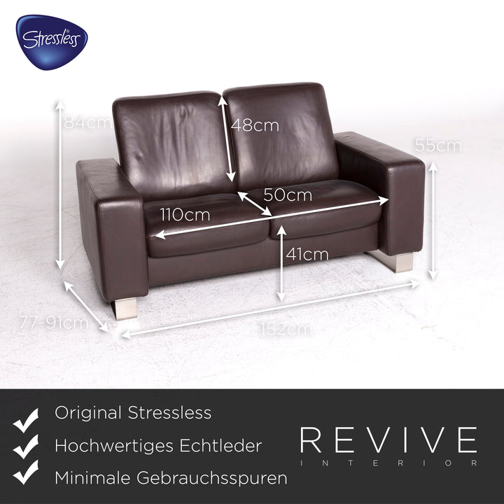 Stressless Leder Sofa Braun Zweisitzer Couch #8878
