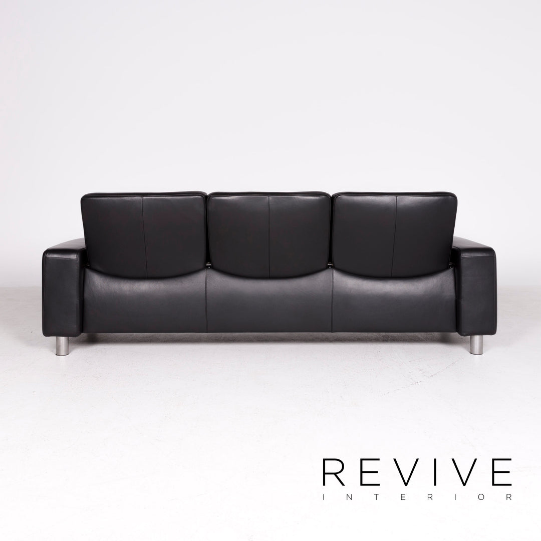 Stressless Designer Leder Sofa Schwarz Echtleder Dreisitzer Couch Funktion Relax #8460