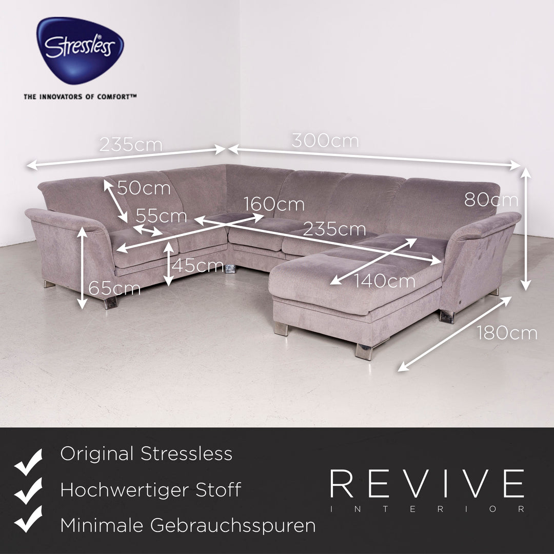 Stressless Designer Stoff Ecksofa Grau Sofa Couch #7768