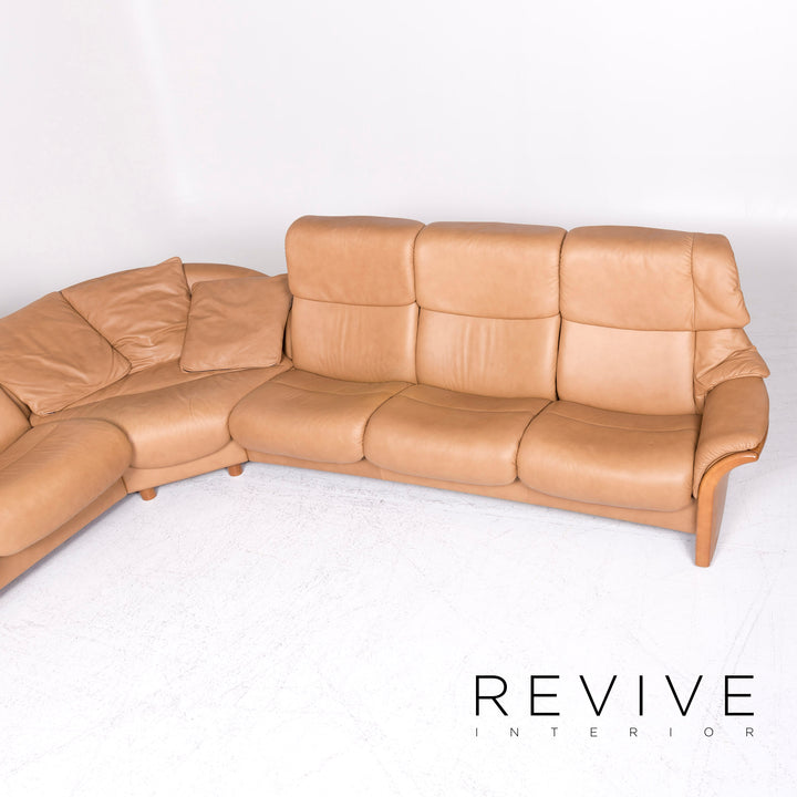 Stressless Eldorado Leather Corner Sofa Beige Real Leather Sofa Couch #8847