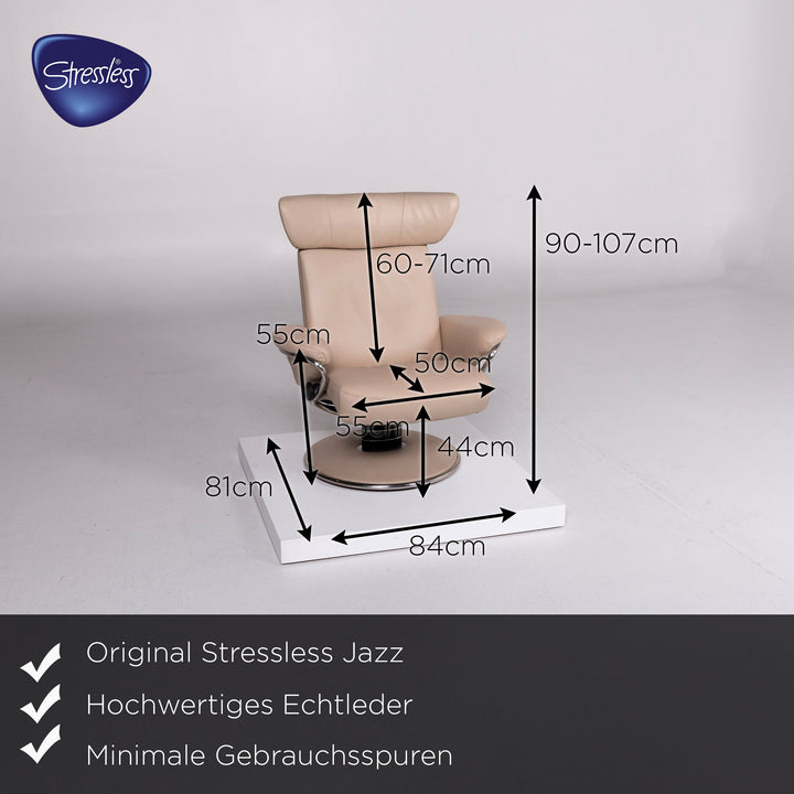 Stressless Jazz Designer Leder Sessel Beige inkl. Hocker #10778