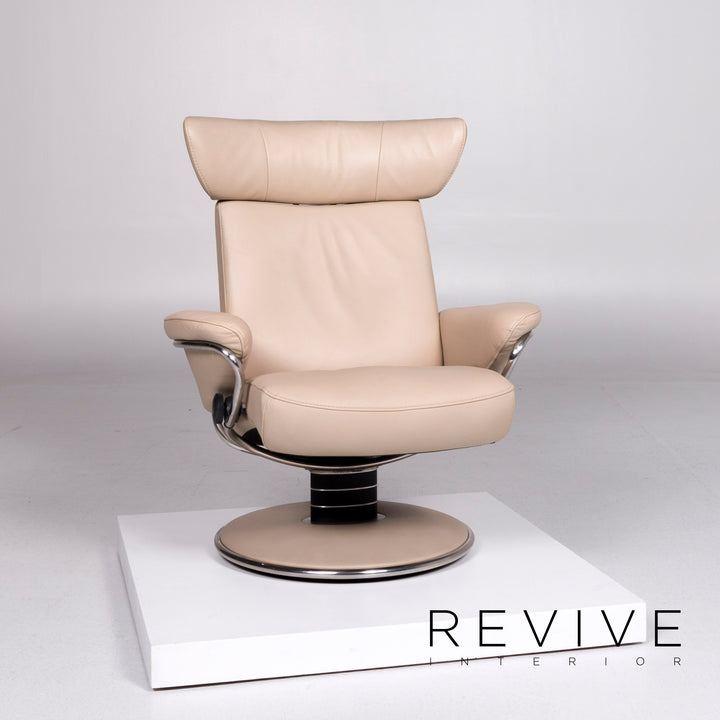 Stressless Jazz designer leather armchair beige incl. footstool #10778
