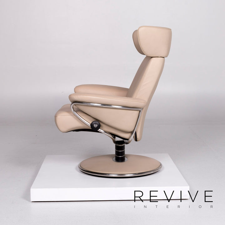 Stressless Jazz designer leather armchair beige incl. footstool #10778
