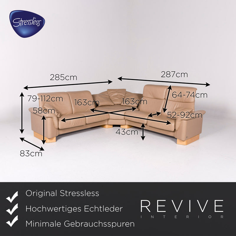 Stressless Leder Ecksofa inkl. Hocker Beige Sofa Funktion Relaxfunktion Couch 