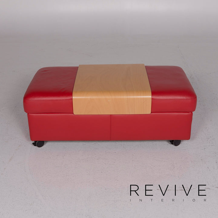 Stressless Leather Stool Red #11257