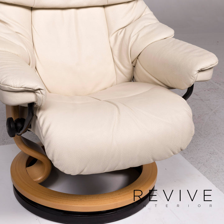 Stressless leather armchair cream incl. stool relax function size S #11964