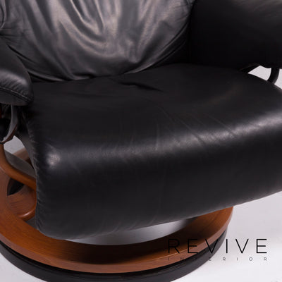 Stressless Leder Sessel Garnitur Schwarz Relaxfunktion Hocker #11441