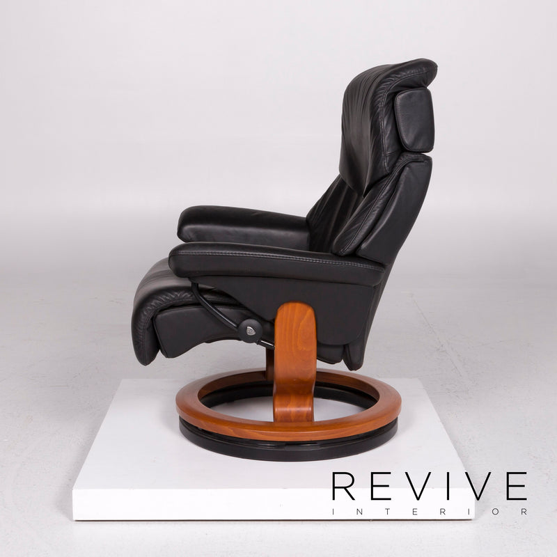 Stressless Leder Sessel Garnitur Schwarz Relaxfunktion Hocker 