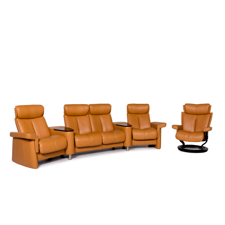 Stressless Legend leather corner sofa set mustard yellow yellow ocher 1x corner sofa 1x armchair relaxation function #11496