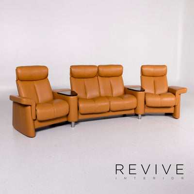 Stressless Legend Leder Ecksofa Senfgelb Gelb Ocker Sofa Viersitzer Relaxfunktion Funktion Couch #11383