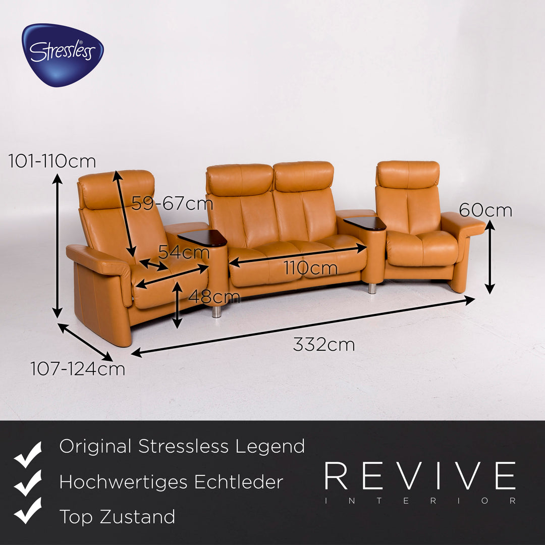 Stressless Legend Leder Ecksofa Senfgelb Gelb Ocker Sofa Viersitzer Relaxfunktion Funktion Couch #11383