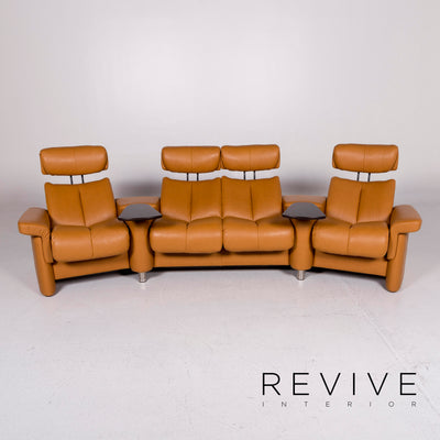Stressless Legend Leder Ecksofa Senfgelb Gelb Ocker Sofa Viersitzer Relaxfunktion Funktion Couch #11383