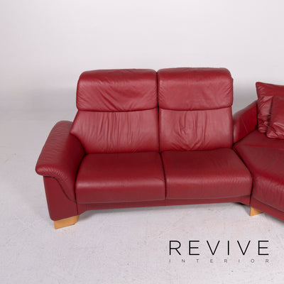 Stressless Paradise Leder Garnitur Rot Weinrot 1x Ecksofa 1x Hocker #11863