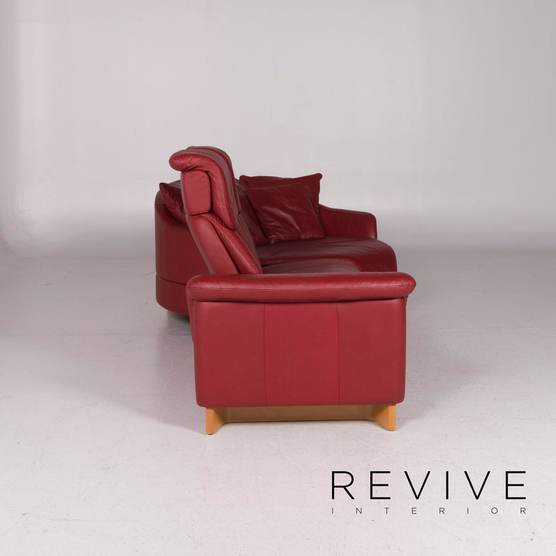 Stressless Paradise Leder Garnitur Rot Weinrot 1x Ecksofa 1x Hocker 