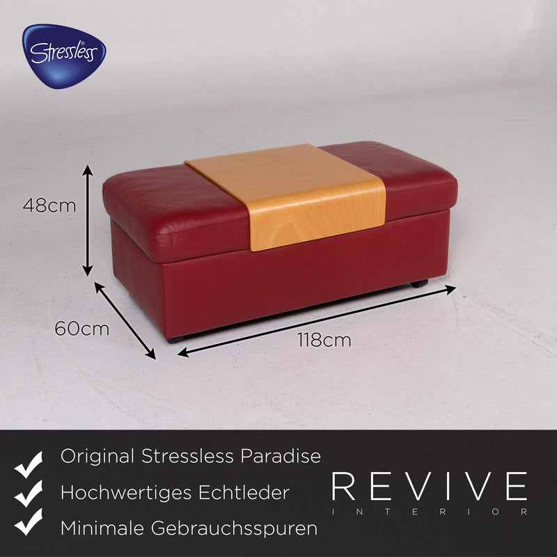 Stressless Paradise Leder Garnitur Rot Weinrot 1x Ecksofa 1x Hocker 