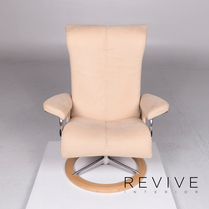Stressless piano fabric armchair incl. stool beige relax function size S #10824