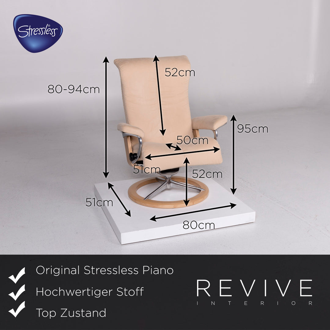 Stressless Piano Stoff Sessel inkl. Hocker Beige Relaxfunktion Funktion Größe S #10824