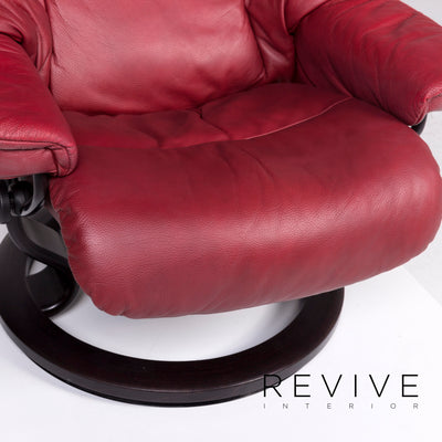 Stressless Reno Leder Sessel inkl. Hocker Rot Relaxfunktion Funktion #10910