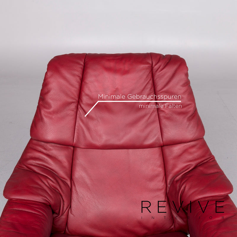 Stressless Reno Leder Sessel inkl. Hocker Rot Relaxfunktion Funktion 
