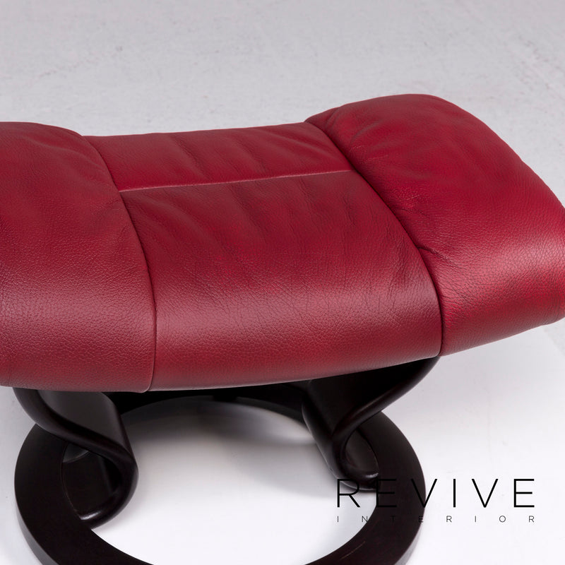 Stressless Reno Leder Sessel inkl. Hocker Rot Relaxfunktion Funktion 