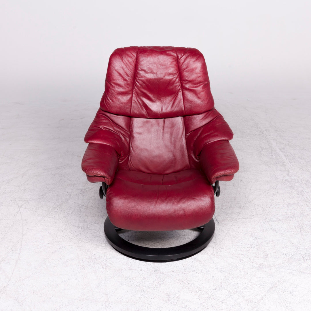 Stressless Reno M Designer Leder Sessel Rot Echtleder Stuhl Relax #8719