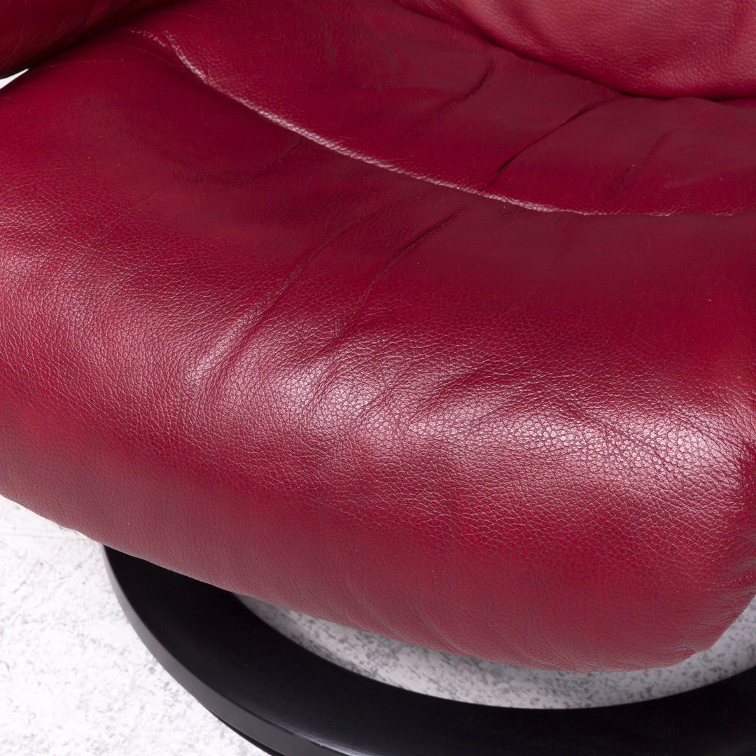 Stressless Reno M Designer Leder Sessel Rot Echtleder Stuhl Relax #8719