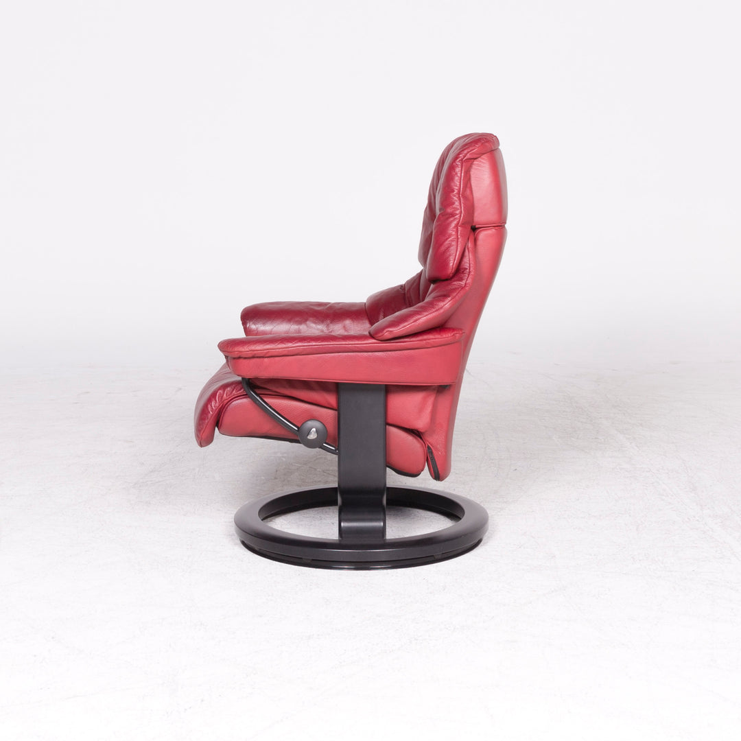 Stressless Reno M Designer Leder Sessel Rot Echtleder Stuhl Relax #8719
