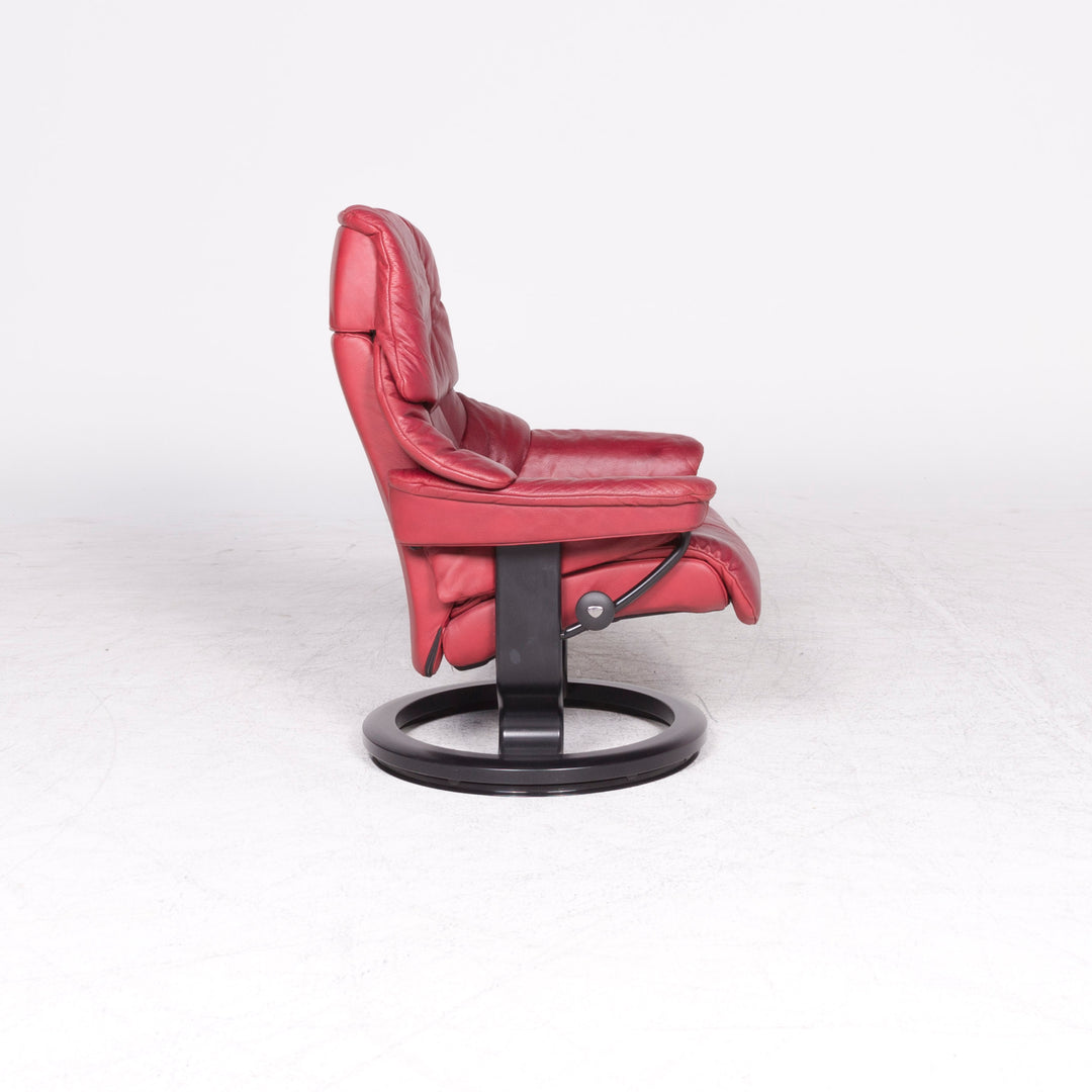 Stressless Reno M Designer Leder Sessel Rot Echtleder Stuhl Relax #8719