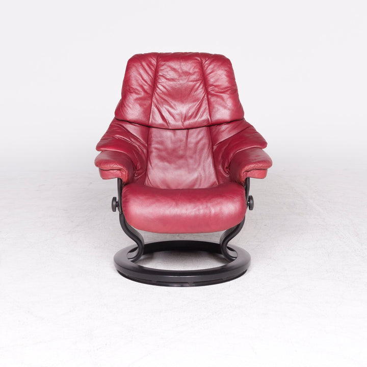 Stressless Reno M Designer Leder Sessel Rot Echtleder Stuhl Relax #8719