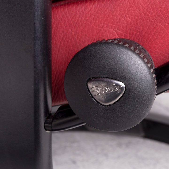 Stressless Reno M Designer Leder Sessel Rot Echtleder Stuhl Relax #8719