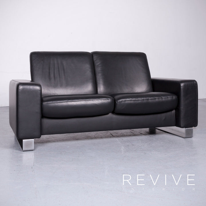Stressless Space Designer Leder Sofa Schwarz Echtleder Zweisitzer Couch Relax #6737