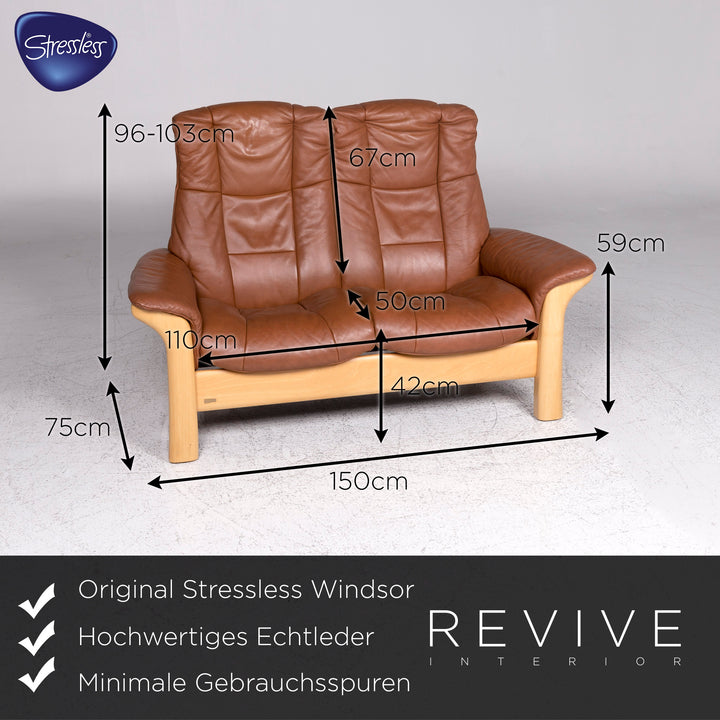 Stressless Windsor Leder Sofa Braun Zweisitzer Couch #9364