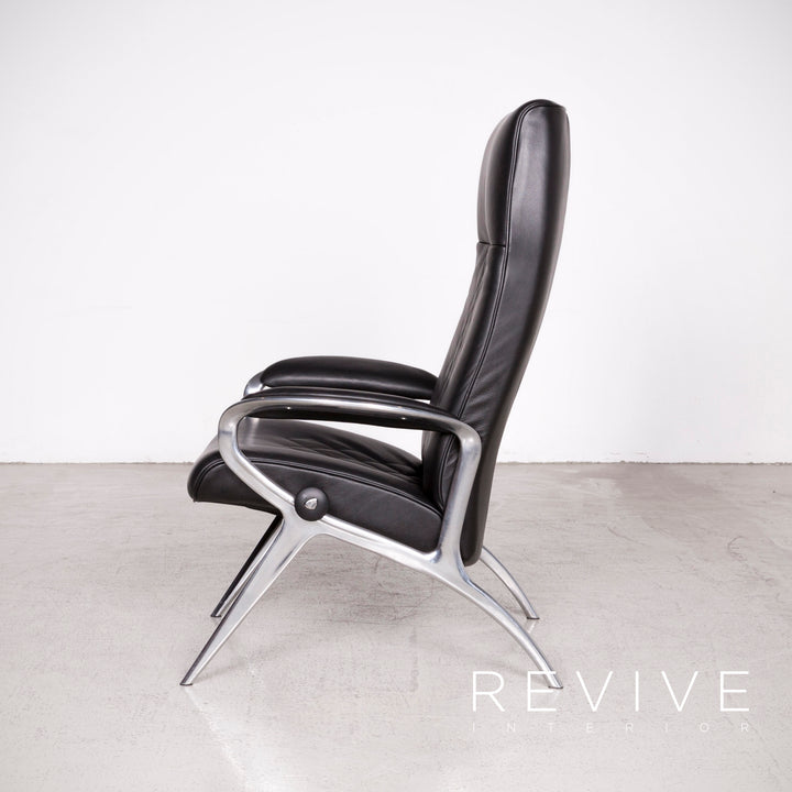 Stressless You Michael L Designer Leder Sessel mit Hocker Schwarz Echtleder Relax Funktion #7674