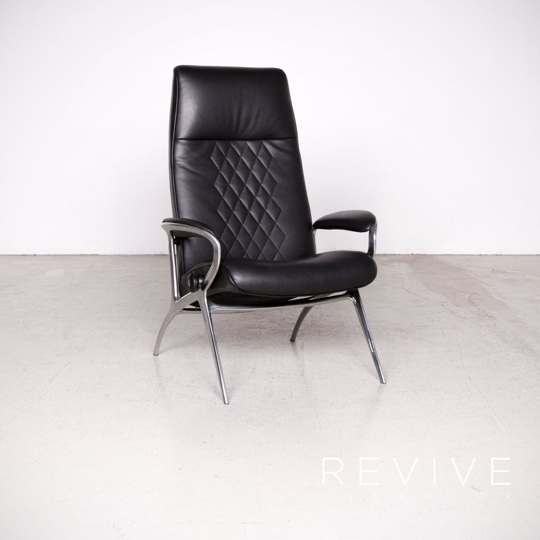Stressless You Michael L Designer Leder Sessel mit Hocker Schwarz Echtleder Relax Funktion #7674