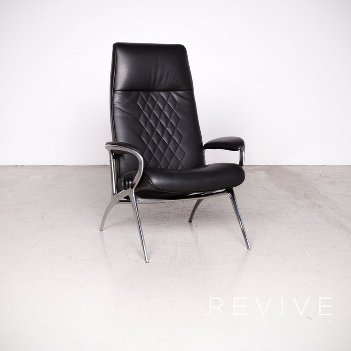 Stressless You Michael L Designer Leder Sessel mit Hocker Schwarz Echtleder Relax Funktion #7674