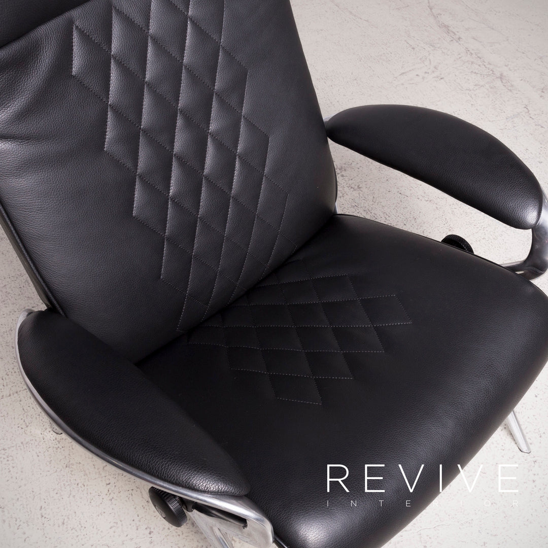 Stressless You Michael L Designer Leder Sessel mit Hocker Schwarz Echtleder Relax Funktion #7674