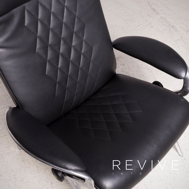 Stressless You Michael L Designer Leder Sessel mit Hocker Schwarz Echtleder Relax Funktion #7674