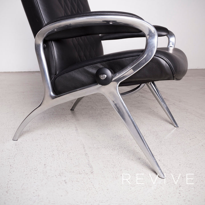 Stressless You Michael L Designer Leder Sessel mit Hocker Schwarz Echtleder Relax Funktion #7674