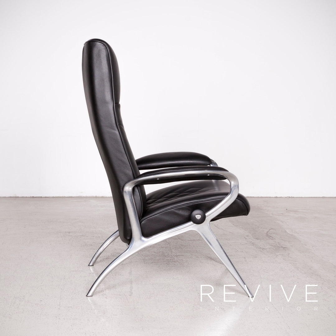 Stressless You Michael L Designer Leder Sessel mit Hocker Schwarz Echtleder Relax Funktion #7674