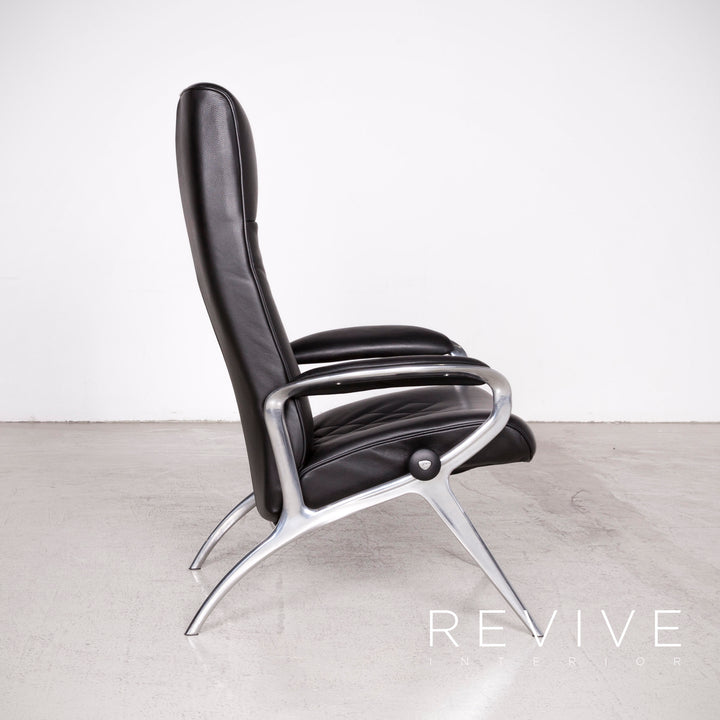 Stressless You Michael L Designer Leder Sessel mit Hocker Schwarz Echtleder Relax Funktion #7674